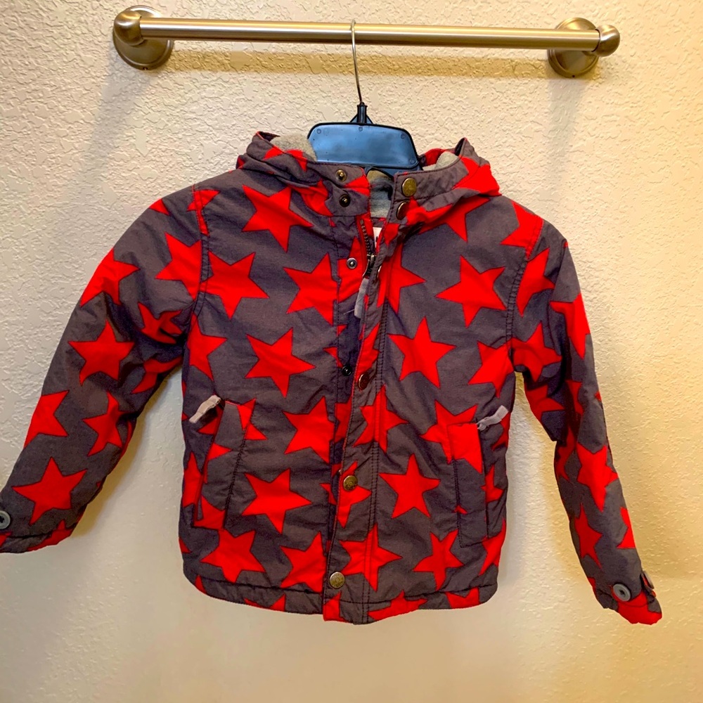 Mini Boden Gray Jacket with Red Star Print